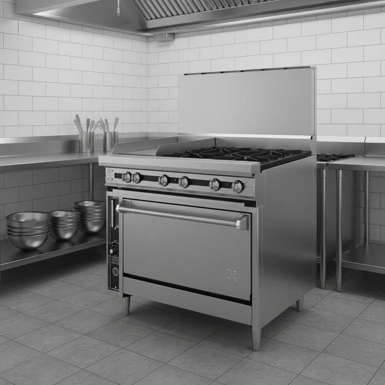 Product image #2 for Titan JTRH-24IP-1ST-36C 36-Inch Heavy Duty Gas Range with 24" Plancha and Convection Oven