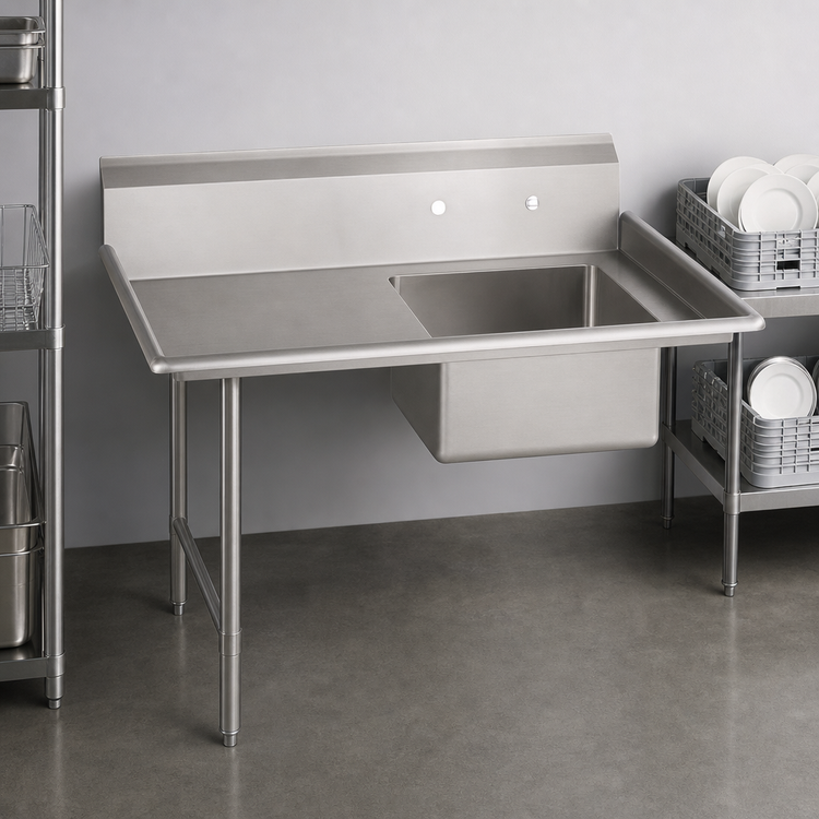Product image #3 for John Boos Pro-Bowl 72-Inch Straight Soiled Dishtable, Right-to-Left, 20 x 20 x 8-Inch Sink Bowl, 16-Gauge Stainless Steel