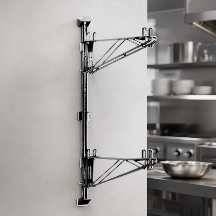 Product image #3 for Eagle Group Adjustable Post Wire Wall Mount Prepackaged Mid Unit for 21-Inch Shelves, Stainless Steel