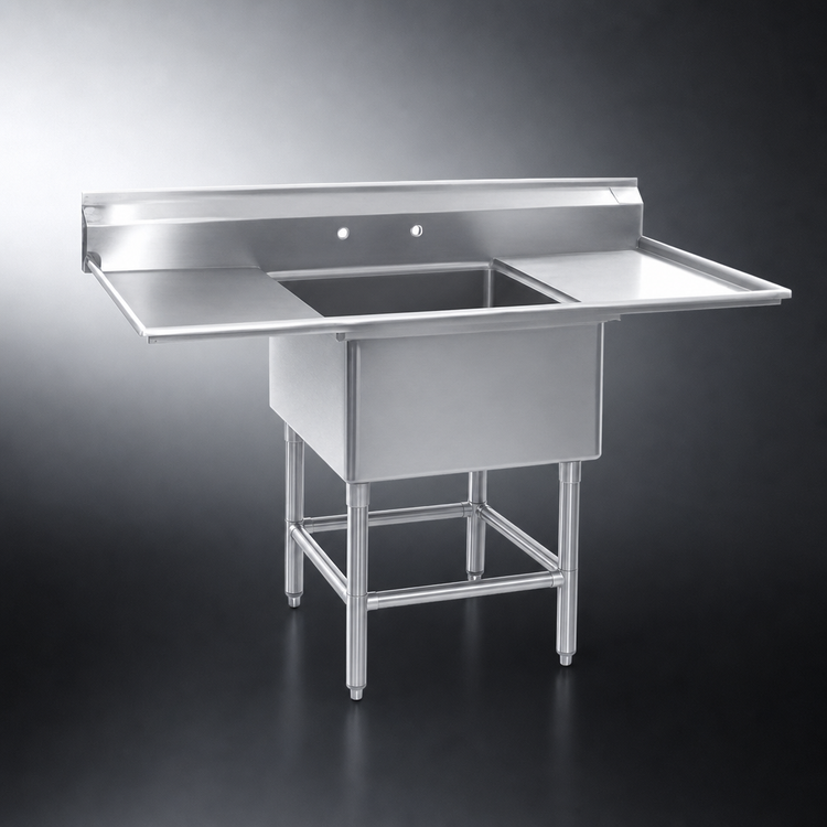Product image #3 for Spec-Master FN Series One-Compartment Stainless Steel Sink with Left Drainboard and 9-1/2-Inch Backsplash, 41-1/2-Inch W x 35-Inch D