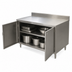Thumbnail image #3 for BK Resources 48 Inch Stainless Steel Enclosed Work Table Cabinet Base with Locking Hinged Doors and 5 Inch Backsplash