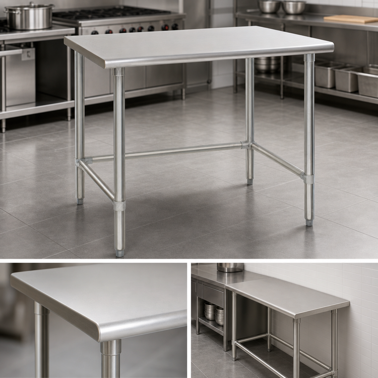 Product image #3 for Eagle Deluxe Series Stainless Steel Work Table with Flat Top and Tubular Base, 84 Inch x 36 Inch