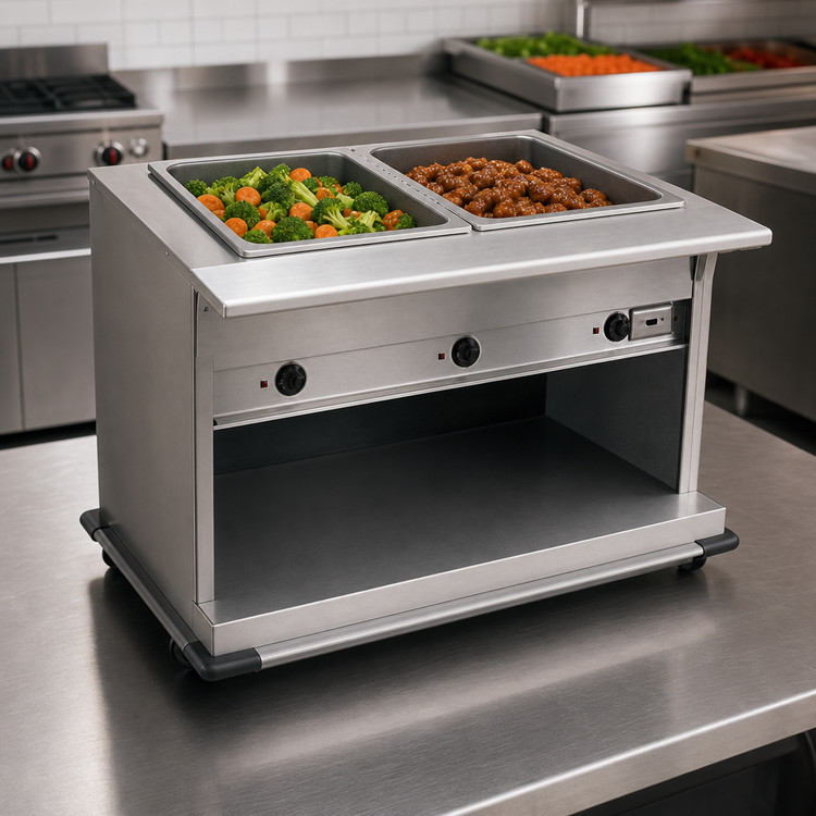 Product image #3 for Eagle Spec-Master Portable Electric Hot Food Table with 2 12 x 20 Inch Wet/Dry Wells, Open Base, 35-3/4 Inch Wide