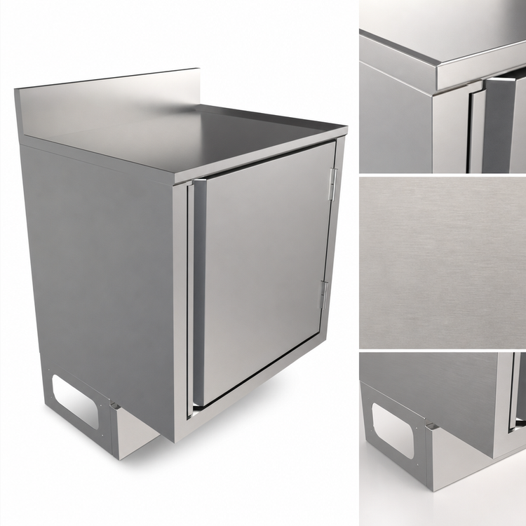 Product image #4 for BK Resources Call Series 24 x 21 Inch Flat Top Underbar Cabinet with Pedestal Base, Stainless Steel
