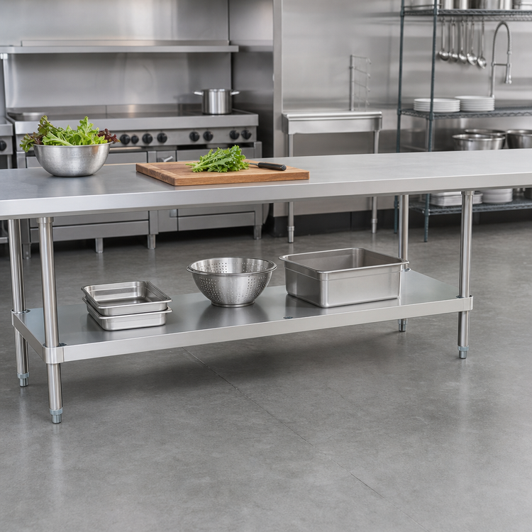 Product image #3 for Advance Tabco Stainless Steel Undershelf for 96 x 24 Inch Work Tables