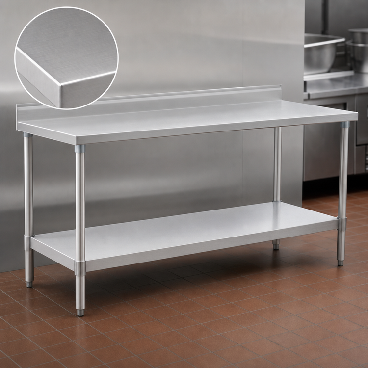 Product image #3 for Eagle Group Spec-Master 72-Inch x 24-Inch Stainless Steel Work Table with 4-1/2-Inch Backsplash and Undershelf