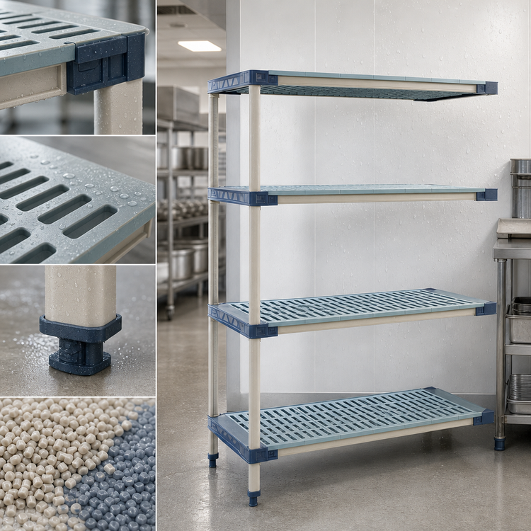 Product image #3 for MetroMax 4 Open Grid Add-On Polymer Shelving Unit, 42 Inch W x 18 Inch D x 74 Inch H