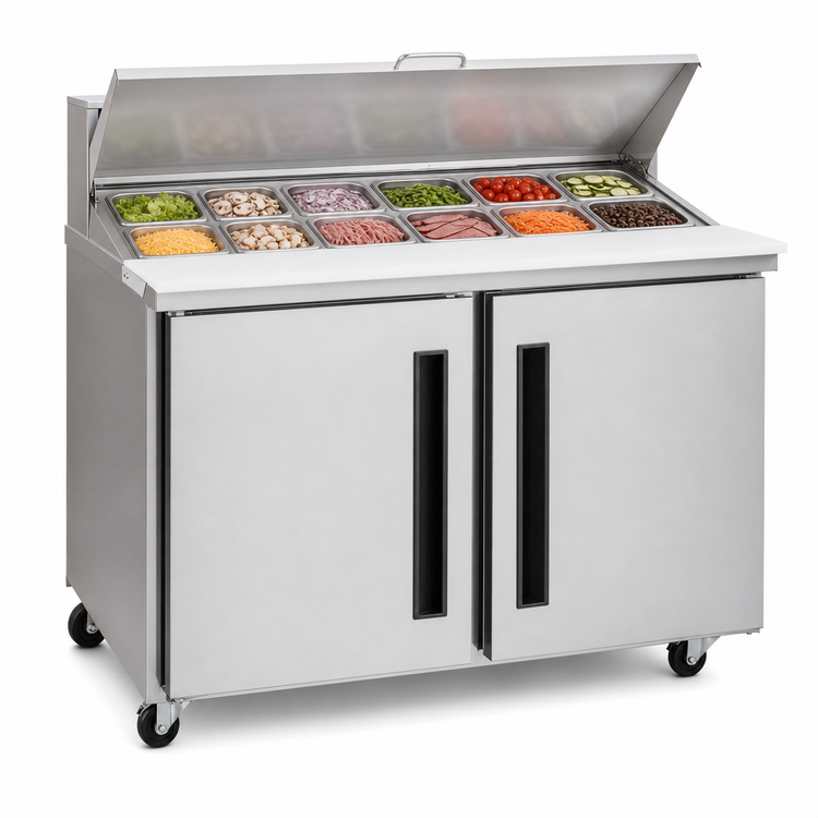 Product image #3 for Centerline by Traulsen 36-Inch Two-Section Mega Top Prep Table Refrigerator with Solid Doors