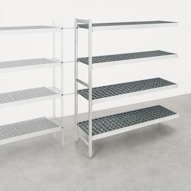 Product image #3 for Fermostock 4-Tier Polymer Shelving Expansion Kit, 38"W x 22"D x 71"H