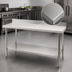 Thumbnail image #3 for Omcan 48-Inch x 30-Inch 20-Gauge 430 Stainless Steel Flat Top Work Table with 4-Inch Backsplash and Undershelf