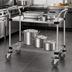 Thumbnail image #3 for Quantum 36-Inch x 18-Inch 304 Stainless Steel Utility Cart with 1 Wire Shelf and 1 Solid Shelf