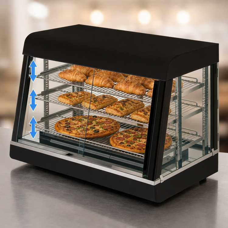 Product image #3 for Admiral Craft 36-Inch Countertop Heated Display Case with 3 Adjustable Shelves