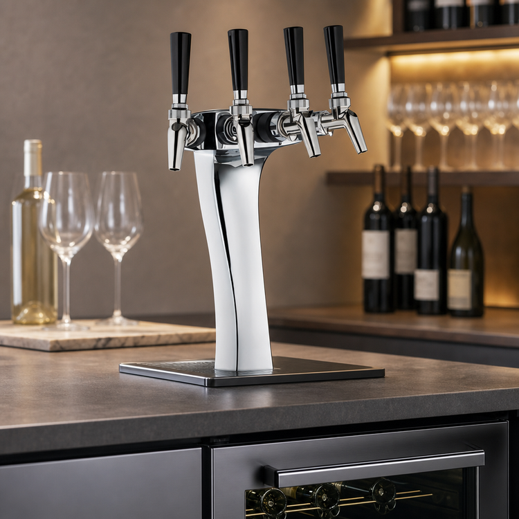 Product image #3 for Perlick Panther Style 4-Faucet Wine Dispensing Kit for Third Door Kegerators, Chrome