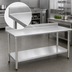 Thumbnail image #3 for Eagle Group Deluxe Series Stainless Steel Work Table with Rolled Edge Top, 4-1/2 Inch Backsplash, and Adjustable Undershelf