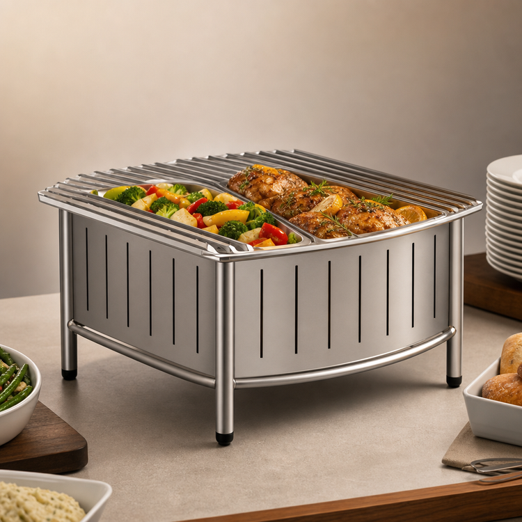 Product image #3 for Vollrath Contoured Small Buffet Station with Wire Grill, Natural, 16 x 16 x 7-1/2 Inches