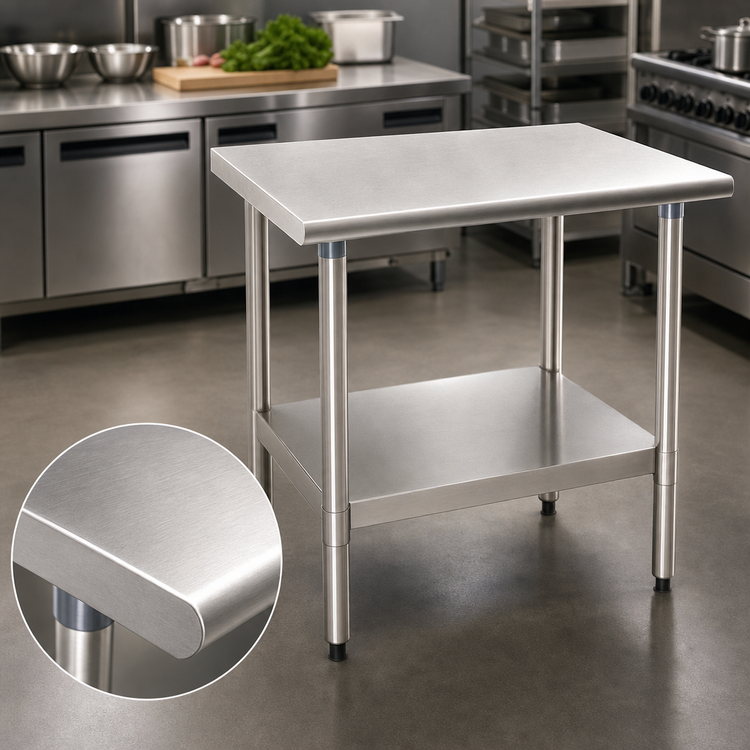 Product image #3 for Deluxe Series Stainless Steel Work Table, 72 x 30 Inches, Open Base with Adjustable Undershelf