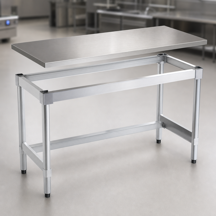 Product image #3 for New Age 48 Inch x 24 Inch Aluminum Base Work Table with 16 Gauge 304 Stainless Steel Top