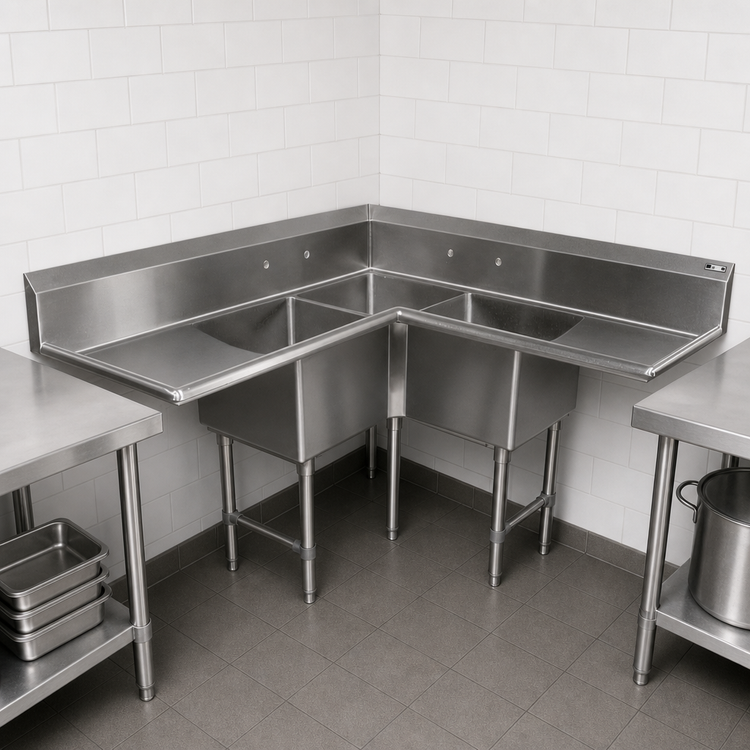 Product image #3 for Pro-Bowl 3-Compartment Corner Sink with Dual Drainboards