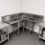 Thumbnail image #3 for John Boos Pro-Bowl 3PBCS18244-2D24 3-Compartment Stainless Steel Corner Sink with Dual Drainboards, 16-Gauge, 70-1/2"W x 70-1/2"D