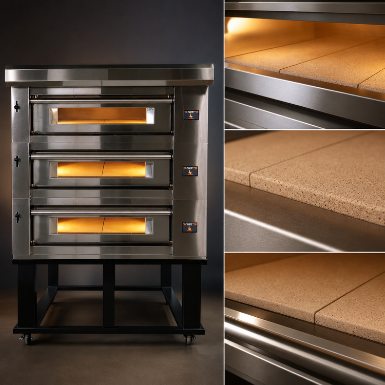 Product image #4 for Marra Forni ELST37-36/3 Three-Deck Stackable Electric Deck Oven with 37 x 36-3/8 Inch MarraStone Hearth and Touchscreen Control