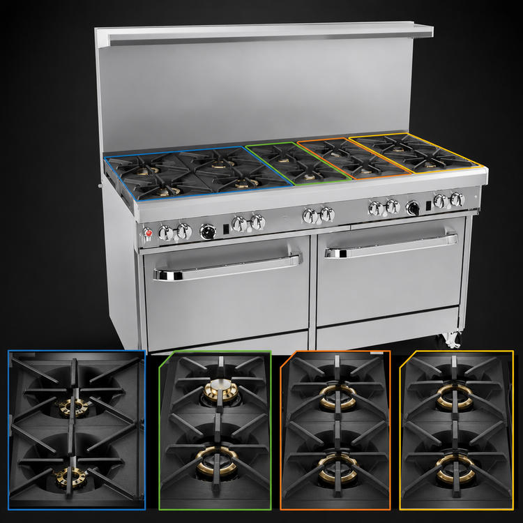 Product image #3 for Southbend Ultimate 60-Inch Gas Restaurant Range with 8 Burners, Standard Oven, and Convection Oven