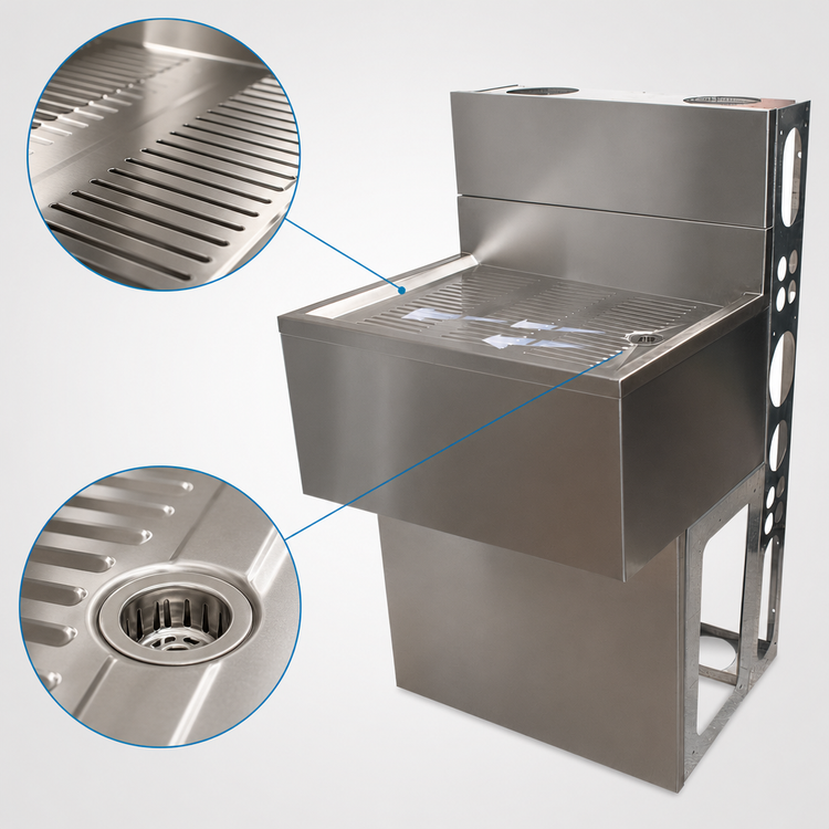 Product image #3 for 36-Inch Stainless Steel Modular Underbar Drain Board, Open Base