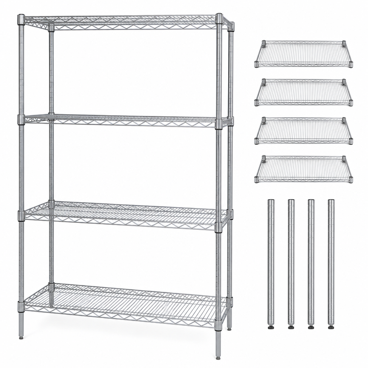 Product image #3 for Quantum 72 Inch W x 12 Inch D x 86 Inch H Chrome Plated Wire Shelving Starter Kit with 4 Shelves