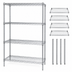 Thumbnail image #3 for Quantum 72 Inch W x 12 Inch D x 86 Inch H Chrome Plated Wire Shelving Starter Kit with 4 Shelves