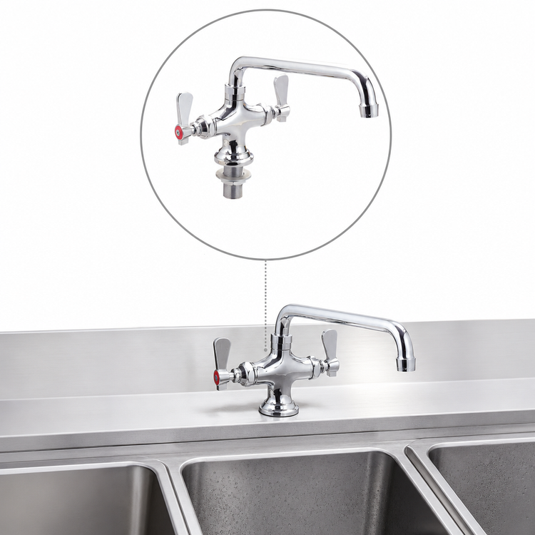 Product image #3 for OptiFlow Heavy Duty Deck-Mount Dual Valve Pantry Faucet with 8-Inch Swing Spout