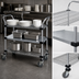 Thumbnail image #3 for Quantum 304 Stainless Steel Utility Cart with 2 Wire Shelves and 1 Solid Shelf, 48 x 24 x 37-1/2 Inches