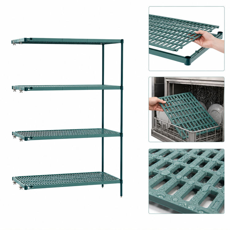 Product image #3 for Metro Super Erecta Pro 4-Shelf Add-On Polymer Shelving Unit, 24 x 42 x 63 Inches, Green