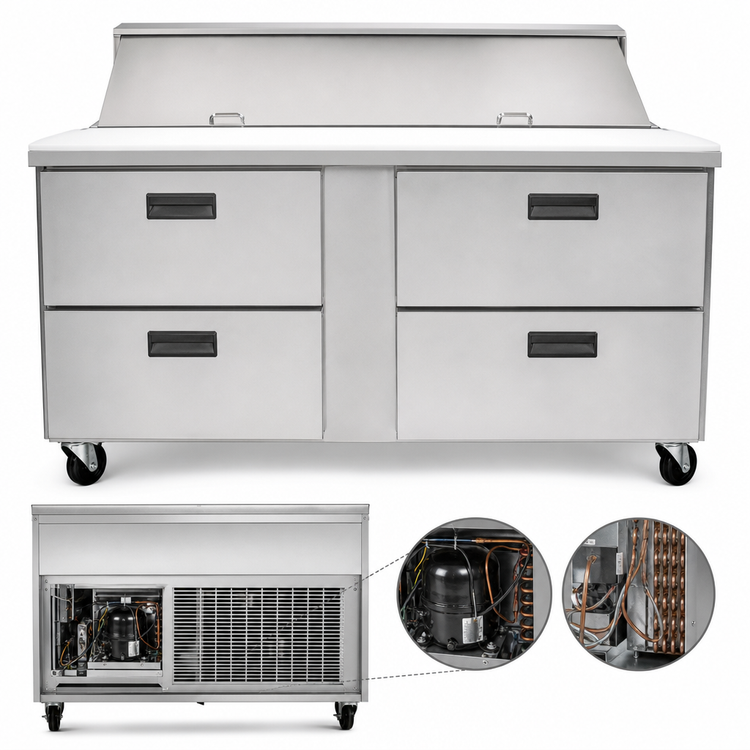 Product image #3 for Centerline by Traulsen CLPT-6024-DW 60-Inch Compact Mega Top Refrigerated Prep Table with 4 Drawers