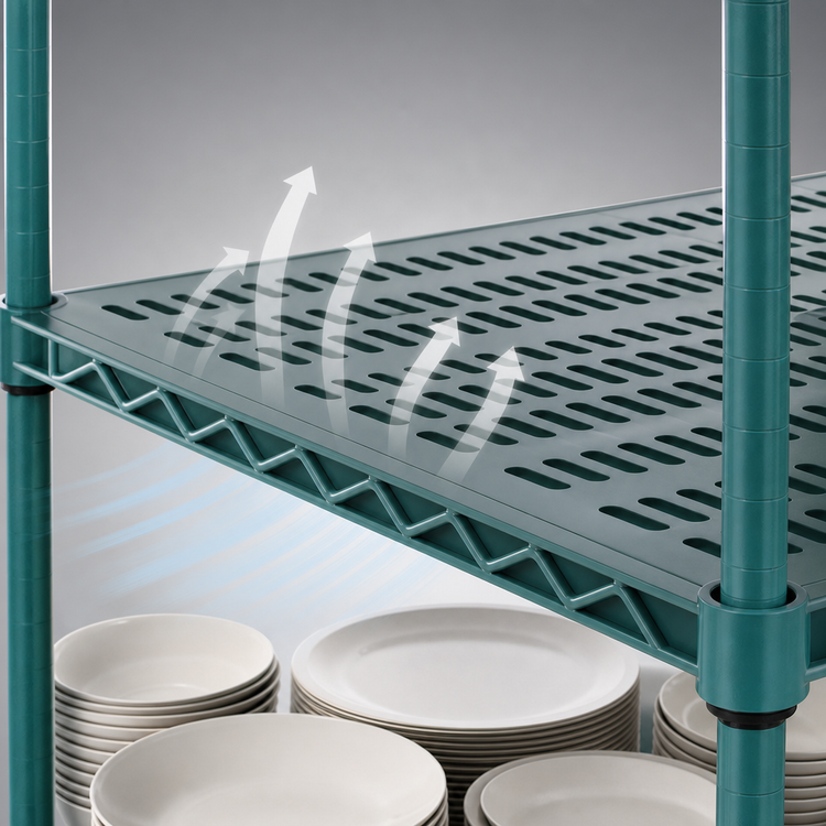 Product image #3 for QuadPLUS 48 x 24 Inch Louvered Green Polymer Shelf Mat with Antimicrobial Protection