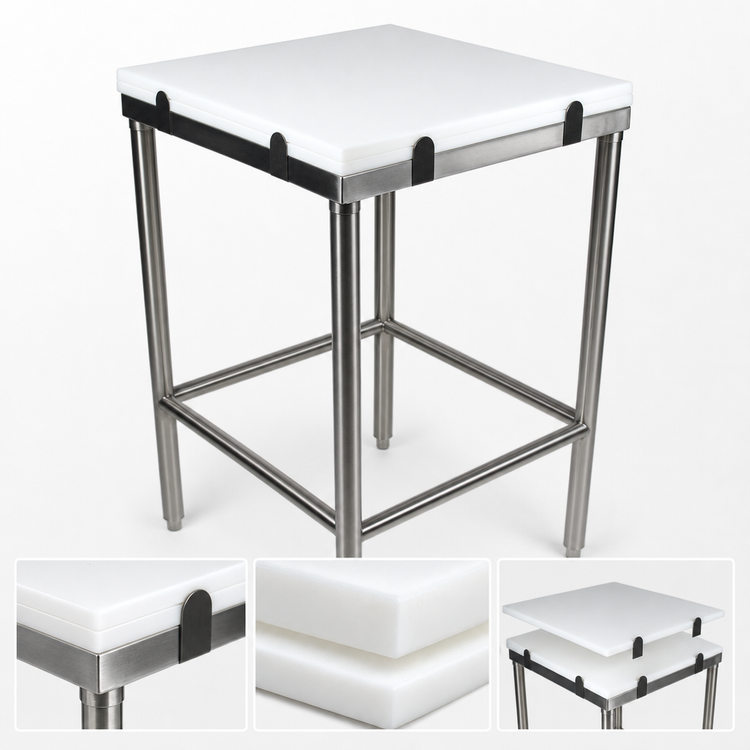 Product image #3 for John Boos GMT002 30 x 24 Inch Poly Top Breaking Table with Stainless Steel Base