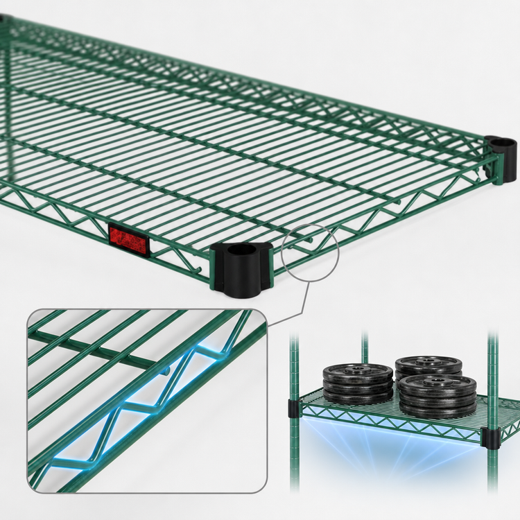 Product image #3 for EagleGard Quad-Adjust Commercial Wire Shelf, 54 x 21 Inches, 600 lb. Capacity, Hybrid Epoxy Finish
