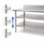 Thumbnail image #3 for Eagle Group 24144SADJUS-18/4 Adjustable 18-Gauge 430 Stainless Steel Work Table Undershelf, 144 x 24 Inches, Uni-Lok Hat Channel