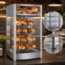 Thumbnail image #3 for CAC China 18-Inch Heated Rotating Countertop Food Display Merchandiser with 4-Tier Chrome Rack, Stainless Steel and Glass