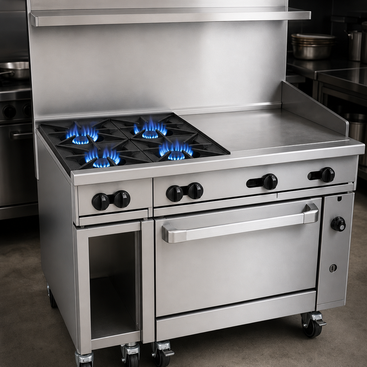 Product image #3 for Vulcan Endurance 48-Inch Gas Restaurant Range with 4 Open Burners, 24-Inch Griddle, and Standard Oven