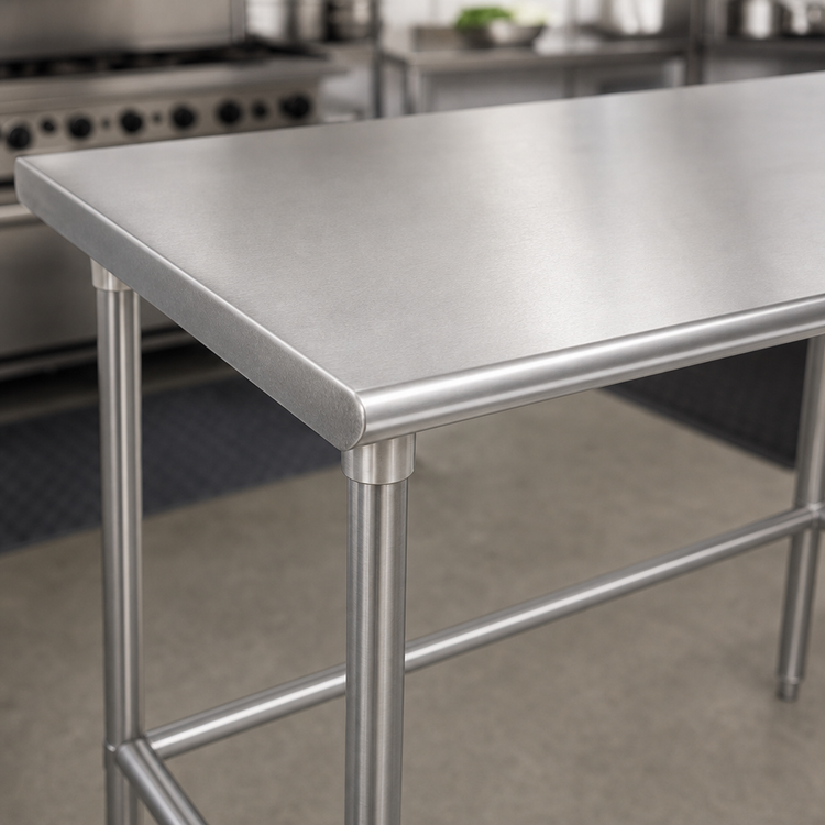 Product image #3 for Advance Tabco 60" x 30" 14-Gauge 304 Stainless Steel Flat Top Open Base Work Table