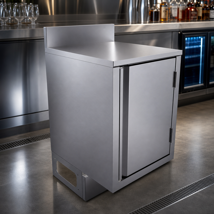 Product image #4 for BK Resources Call Series Stainless Steel Underbar Cabinet with Flat Top and Pedestal Base