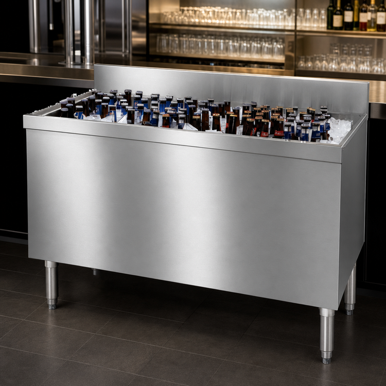 Product image #3 for Advance Tabco Prestige 60-Inch Stainless Steel Beer Bath / Bar Ice Bin with 18-Inch Deep Bin