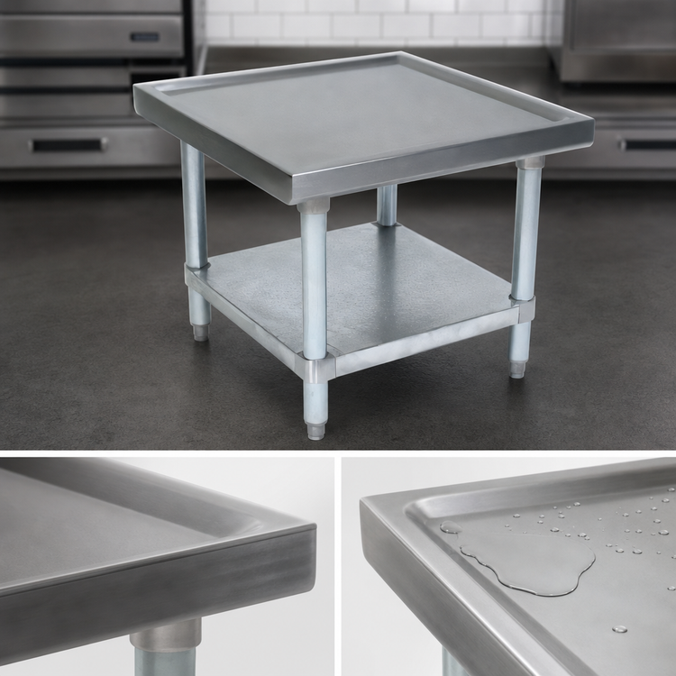 Product image #3 for John Boos Heavy-Duty Stainless Steel Machine Stand with Marine Edge and Adjustable Galvanized Shelf, 30 x 30 x 20-1/4 Inches