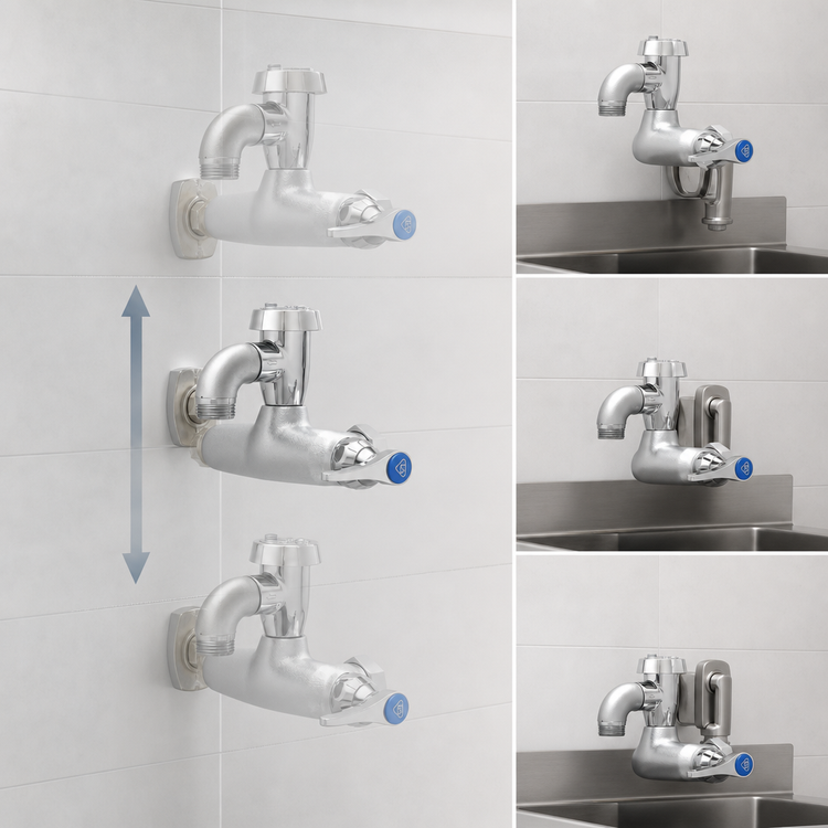 Product image #3 for T&S Brass Adjustable Wall-Mount Service Sink / Mop Sink Faucet with Vacuum Breaker and 3/4" Garden Hose Outlet
