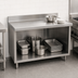 Thumbnail image #3 for Eagle Group Spec-Master Marine Series Stainless Steel Work Table with Cabinet Base and Open Front, 96 x 24 Inch, 4-1/2 Inch Backsplash