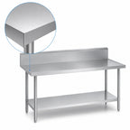 Thumbnail image #3 for Duke Manufacturing 314-3684-10R 84-Inch Stainless Steel Work Table with 10-Inch Riser, Marine Edge and Galvanized Undershelf
