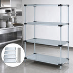 Thumbnail image #3 for Quantum WR54-2142SG 4-Shelf Solid Shelving Starter Unit, 42W x 21D x 54H, Galvanized Steel Shelves, Chrome Posts