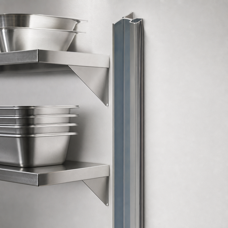 Product image #3 for Eagle Group 108-Inch Stainless Steel Wall-Mounted Cantilever Shelving Standard Upright