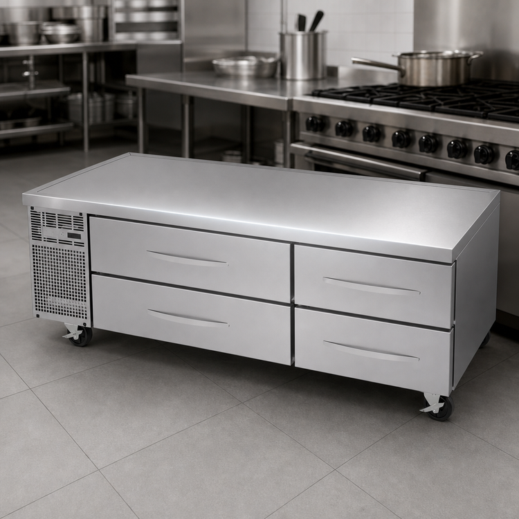 Product image #3 for Turbo Air PRO Series 72-Inch Two-Section Refrigerated Chef Base with 4 Drawers