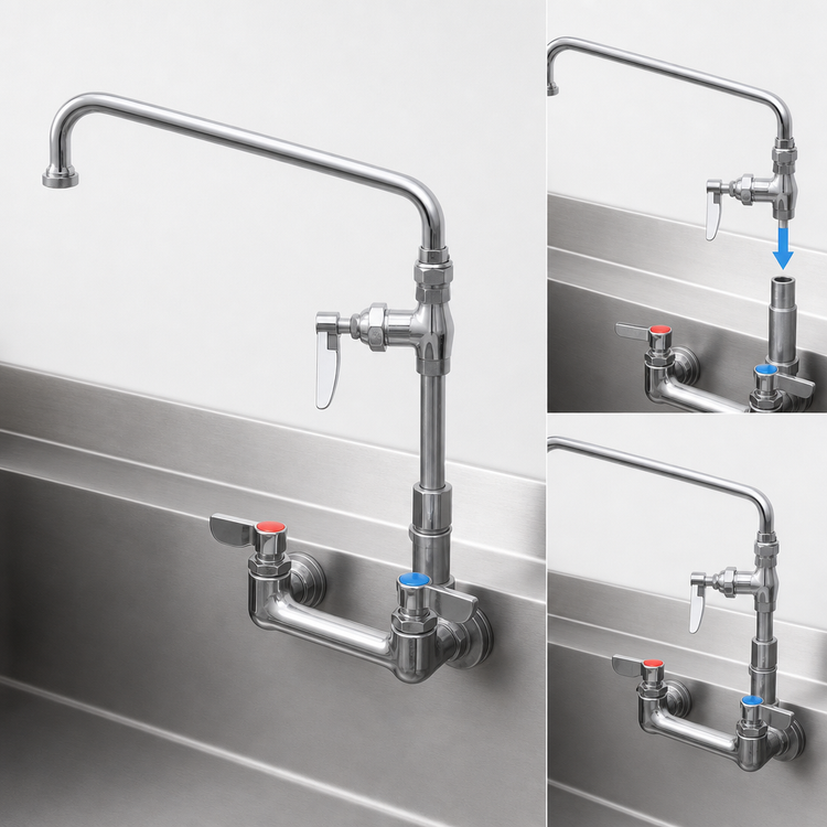Product image #3 for T&S Brass Add-On Faucet for Pre-Rinse Units with 12-Inch Swing Nozzle, 3/8-Inch NPT