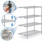 Thumbnail image #3 for Metro Super Erecta AA576C Super Adjustable Chrome-Plated Add-On Wire Shelving Unit, 72"W x 24"D x 63"H, 4 Shelves